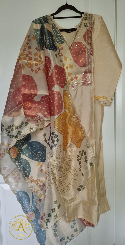 Cream 3pc Salwar Set - CARA2510