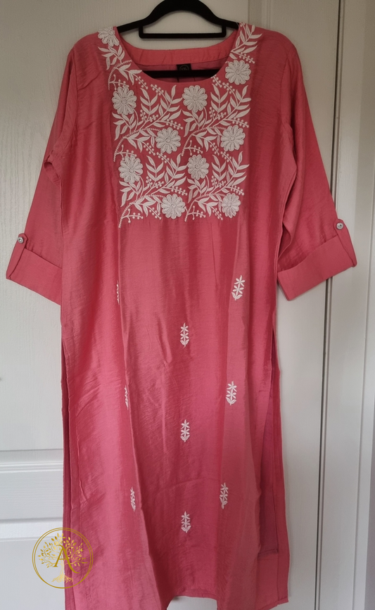 Pink with White Flower Kurti - CSB2502