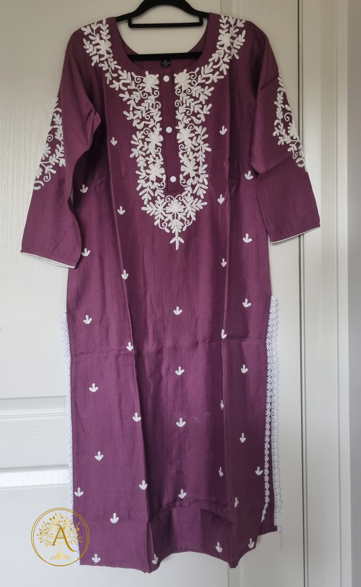 Purple with White Floral Kurti - CSB2529