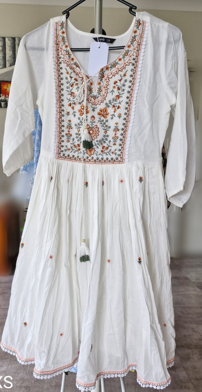 White Cotton Kurti - KS2
