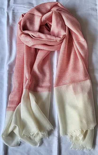 Pure Pashmina Stole Pink & White Striped -SHDH8