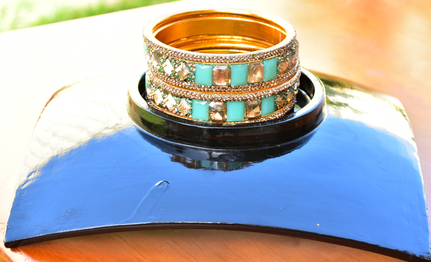 Gem Stone Bangles Set - j1