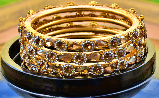 Copper Colour Stone Work Bangles - J12