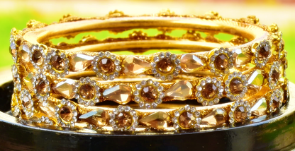 Copper Colour Stone Work Bangles - J12