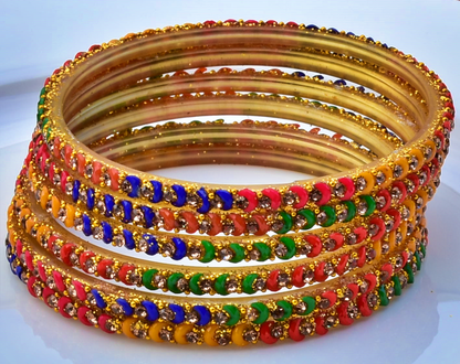 Rainbow Colred Gold Bangles - j3