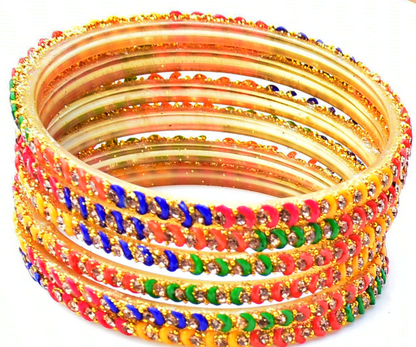 Rainbow Colred Gold Bangles - j3