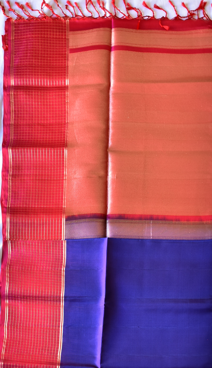 Handwoven Kancheepuram Soft Silk Saree with Contrast Borders - SD14