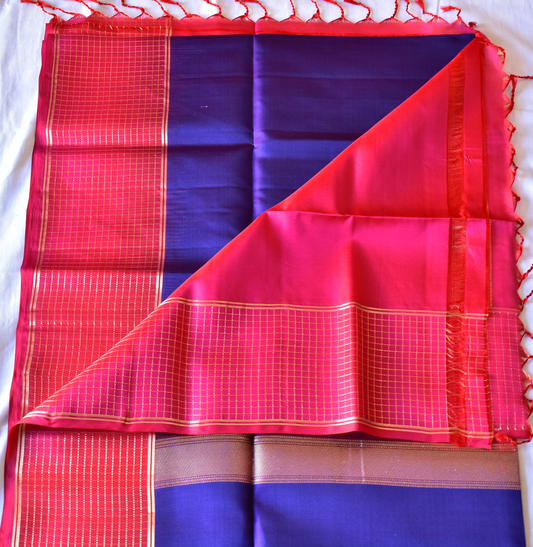 Handwoven Kancheepuram Soft Silk Saree with Contrast Borders - SD14