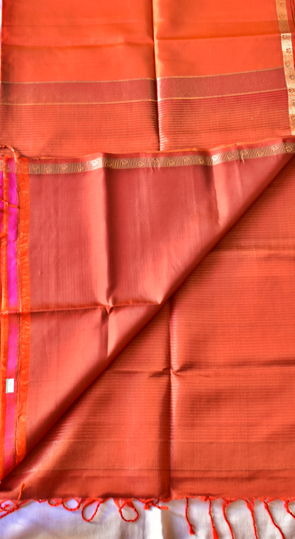 Handwoven Kancheepuram Soft Saree with Gold Zari Borders - SD16