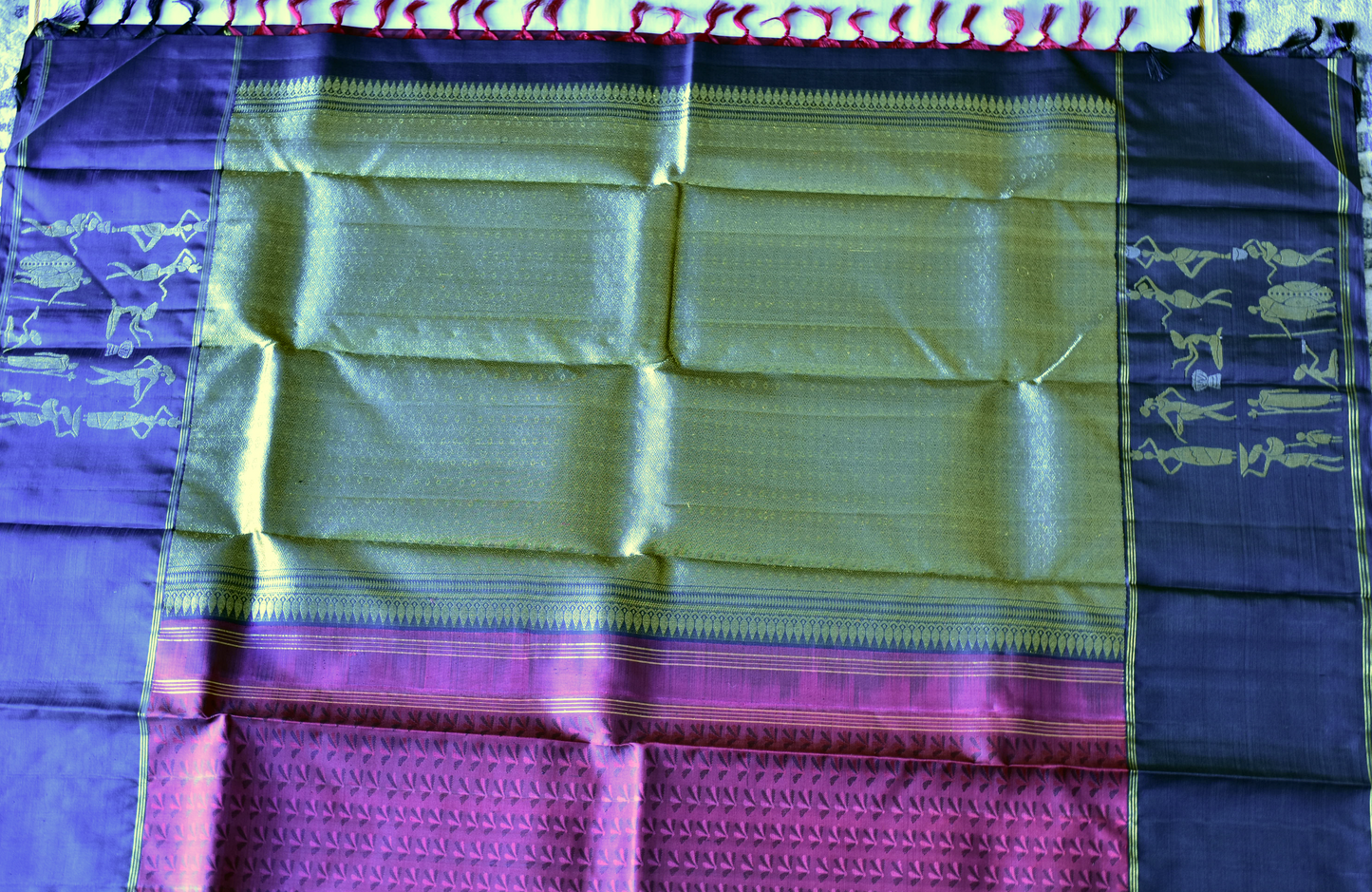 Pure Kancheepuram Saree with Gold Zari Borders - ST7