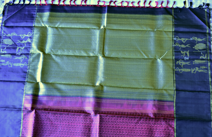 Pure Kancheepuram Saree with Gold Zari Borders - ST7