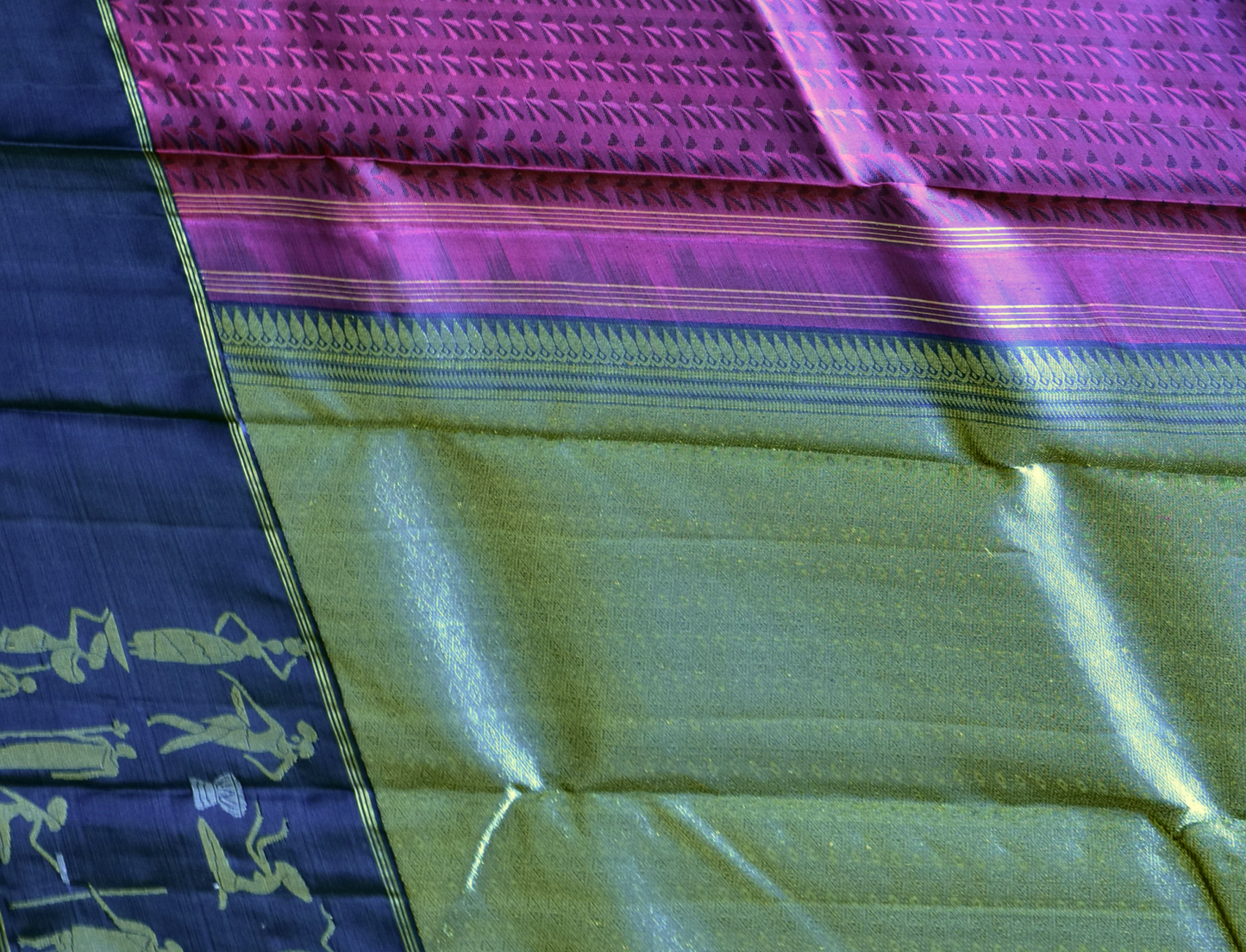Pure Kancheepuram Saree with Gold Zari Borders - ST7