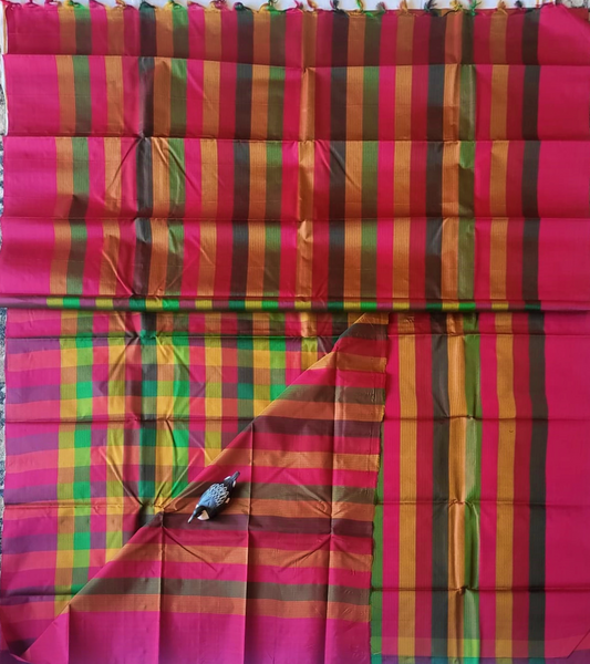 Pure Kancheepuram Multicolored Borderless Saree - SK11