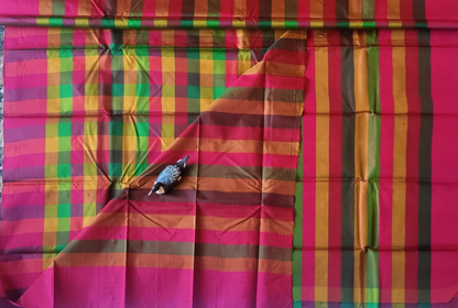 Pure Kancheepuram Multicolored Borderless Saree - SK11