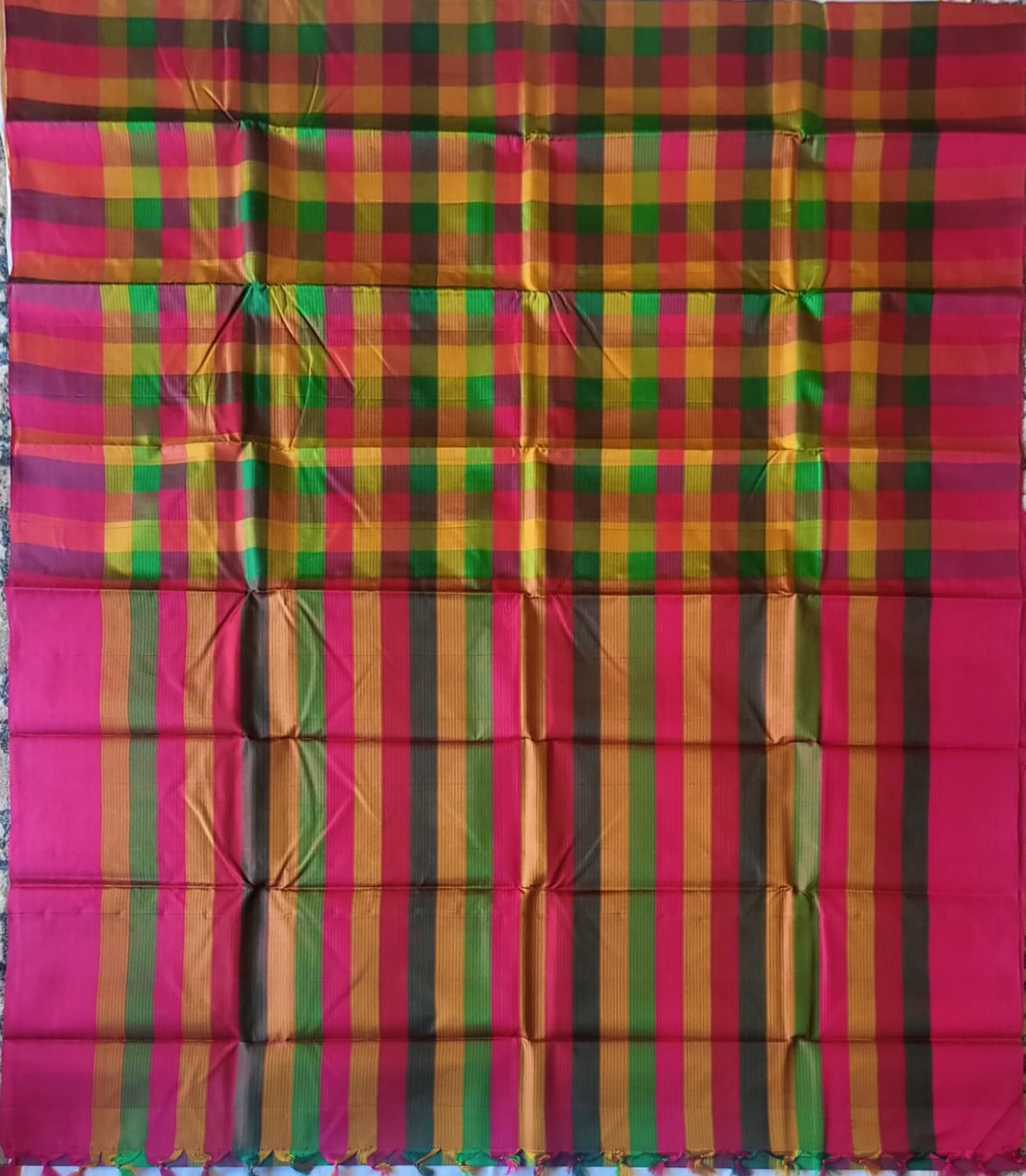Pure Kancheepuram Multicolored Borderless Saree - SK11