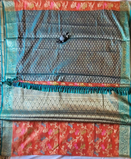 Banarasi Silk Saree with Floral Zari - SRC5