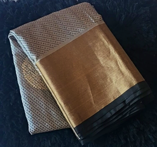 Handwoven Kanchipuram Soft  Saree With Gold Zari Border -SK12