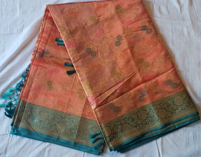 Banarasi Silk Saree with Floral Zari - SRC5